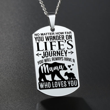 Mama Bear Loves You - Stainless Steel Necklace