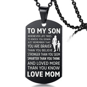 From Mom to Son - Black Steel Necklace