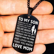 From Mom to Son - Black Steel Necklace