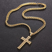 Philippians 4:13 Jewelry Stainless Steel Cross Necklace w/ Figaro Chain