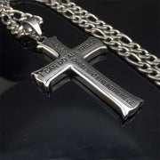 Philippians 4:13 Jewelry Stainless Steel Cross Necklace w/ Figaro Chain