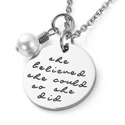 'She Believed She Could So She Did' Personalized Necklace