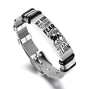 Silver Bezel To My Son - Heart of a Lion - Premium Stainless Steel Bracelet
