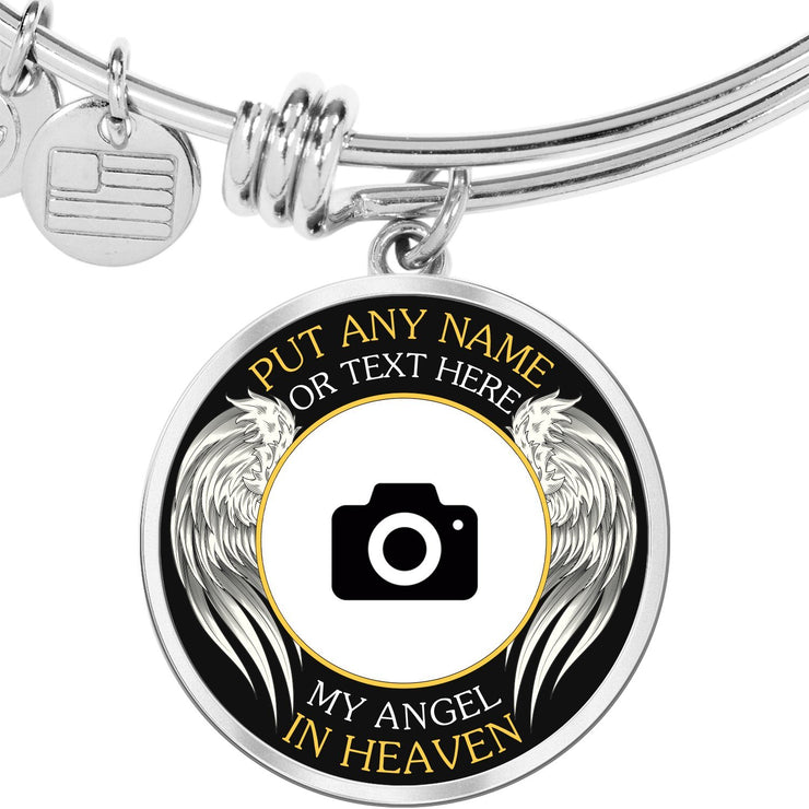 Silver Stainless Angel in Heaven Memorial Photo Bangle