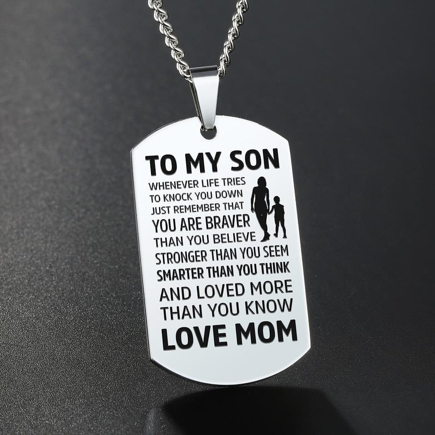 Silver Stainless From Mom to Son - Premium Stainless Steel Necklaces