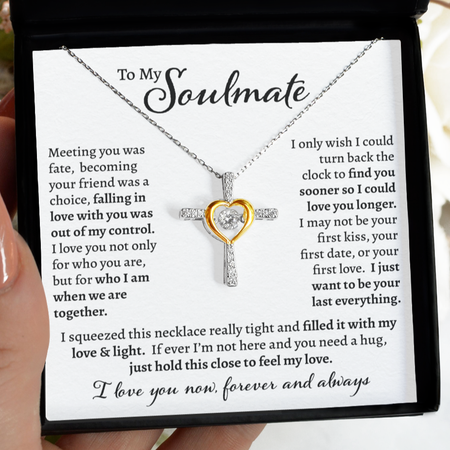 Standard Gift Box To My Soulmate - Dancing Jewel Cross Necklace