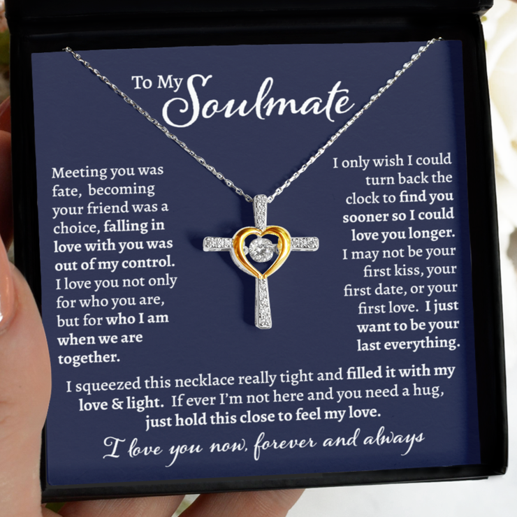 Standard Gift Box To My Soulmate - Dancing Jewel Cross Necklace