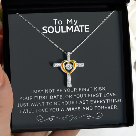 Standard Gift Box To My Soulmate - Dancing Jewel Cross Necklace