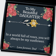 Sunflower Bracelet From Dad to Daughter - Sterling Silver Sunflower Bracelet