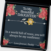 Sunflower Bracelet From Daddy to Daughter - Sterling Silver Sunflower Bracelet