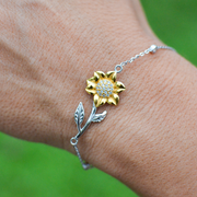 Sunflower Bracelet From Mom to Daughter - Sterling Silver Sunflower Bracelet