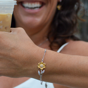 Sunflower Bracelet From Mom to Daughter - Sterling Silver Sunflower Bracelet