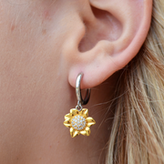 Sunflower Earrings From Dad to Daughter - Sterling Silver Sunflower Earrings