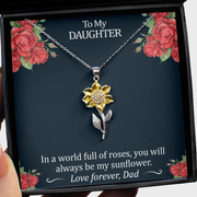 Sunflower Pendant Necklace From Dad to Daughter - Sterling Silver Sunflower Necklace