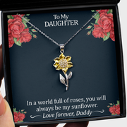 Sunflower Pendant Necklace From Daddy to Daughter - Sterling Silver Sunflower Necklace