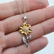 Sunflower Pendant Necklace From Mom to Daughter - Sterling Silver Sunflower Necklace
