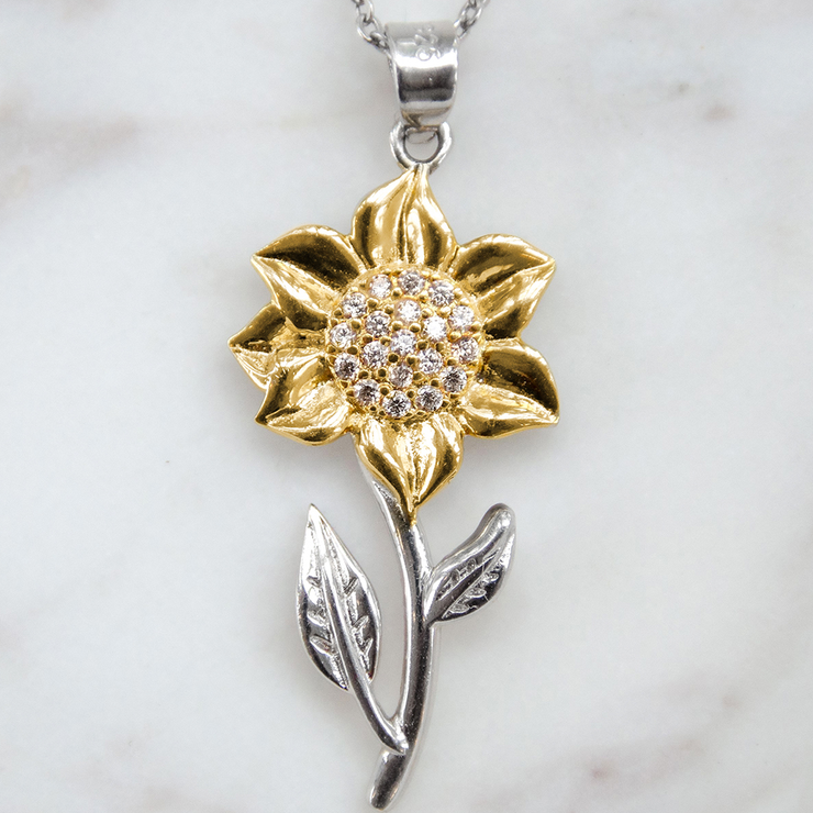 Sterling silver sunflower necklace deals