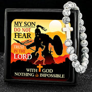 White To My Son, Do Not Fear - Keepsake Card with Stone Cross Bracelet